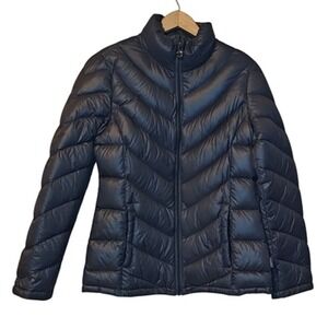 Calvin Klein Jacket Womens S Dark Gray Packable Lightweight Down Puffer Full Zip
